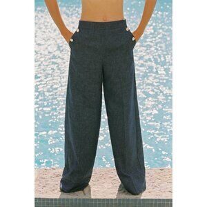 ZARA WIDE-LEG TROUSERS WITH BUTTONS AND LINEN